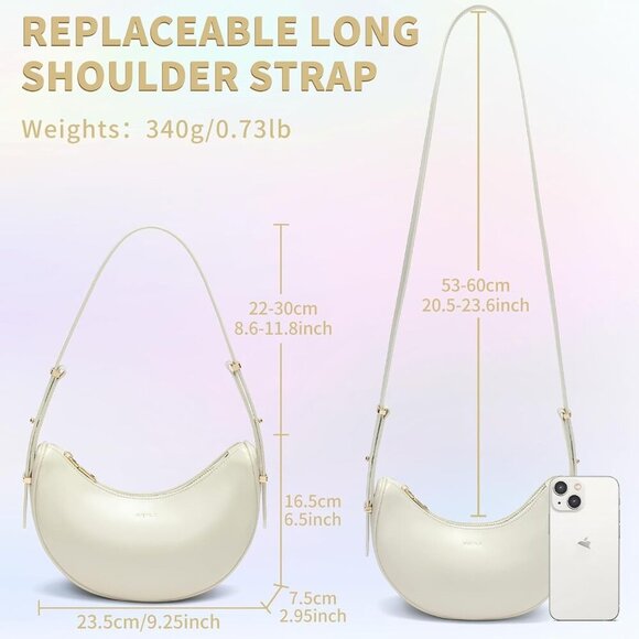 Small Shoulder Bag for Women Vegan Leather Crossbody Bags Adjust Handbags Purses - Picture 3 of 6